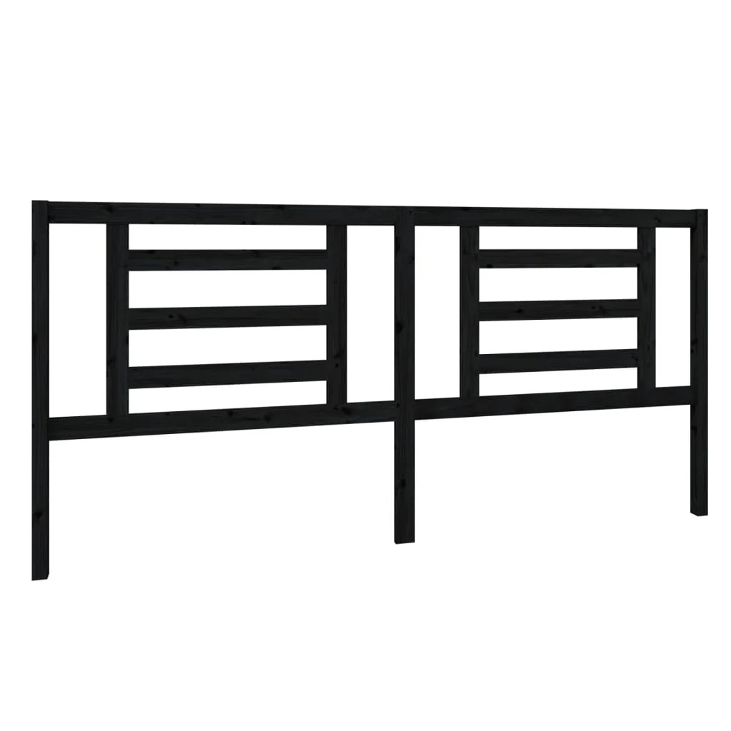 sengegærde 206x4x100 cm massivt fyrretræ sort - Image 2