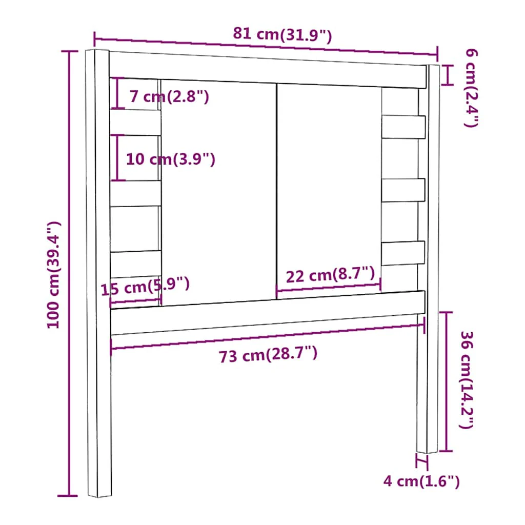 sengegærde 81x4x100 cm massivt fyrretræ grå - Image 6