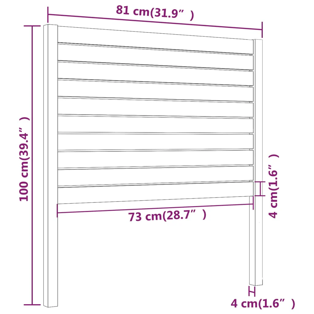 sengegærde 81x4x100 cm massivt fyrretræ hvid - Image 6
