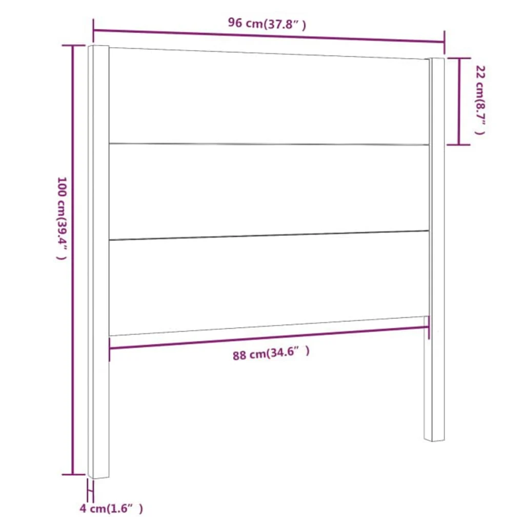 sengegærde 96x4x100 cm massivt fyrretræ grå - Image 6