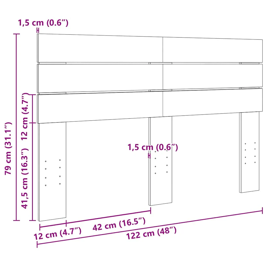 sengegavl 120 cm massivt træ eg - Image 8