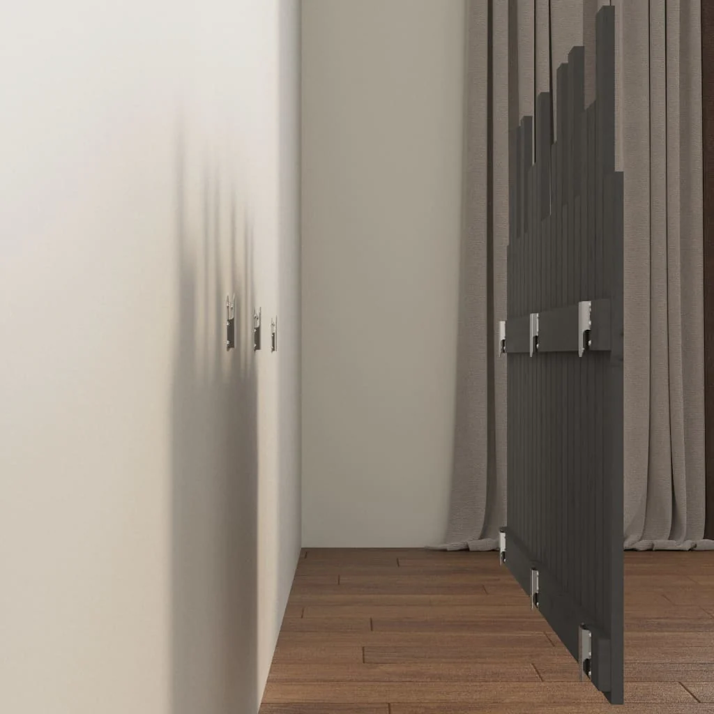sengegavl 127,5x3x80 cm massivt fyrretræ grå - Image 6
