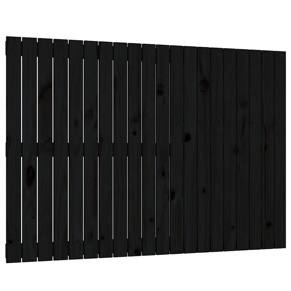 sengegavl 127,5x3x90 cm massivt fyrretræ sort - Image 2