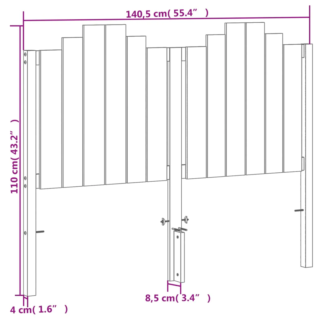 sengegavl 135 cm massivt fyrretræ gyldenbrun - Image 8