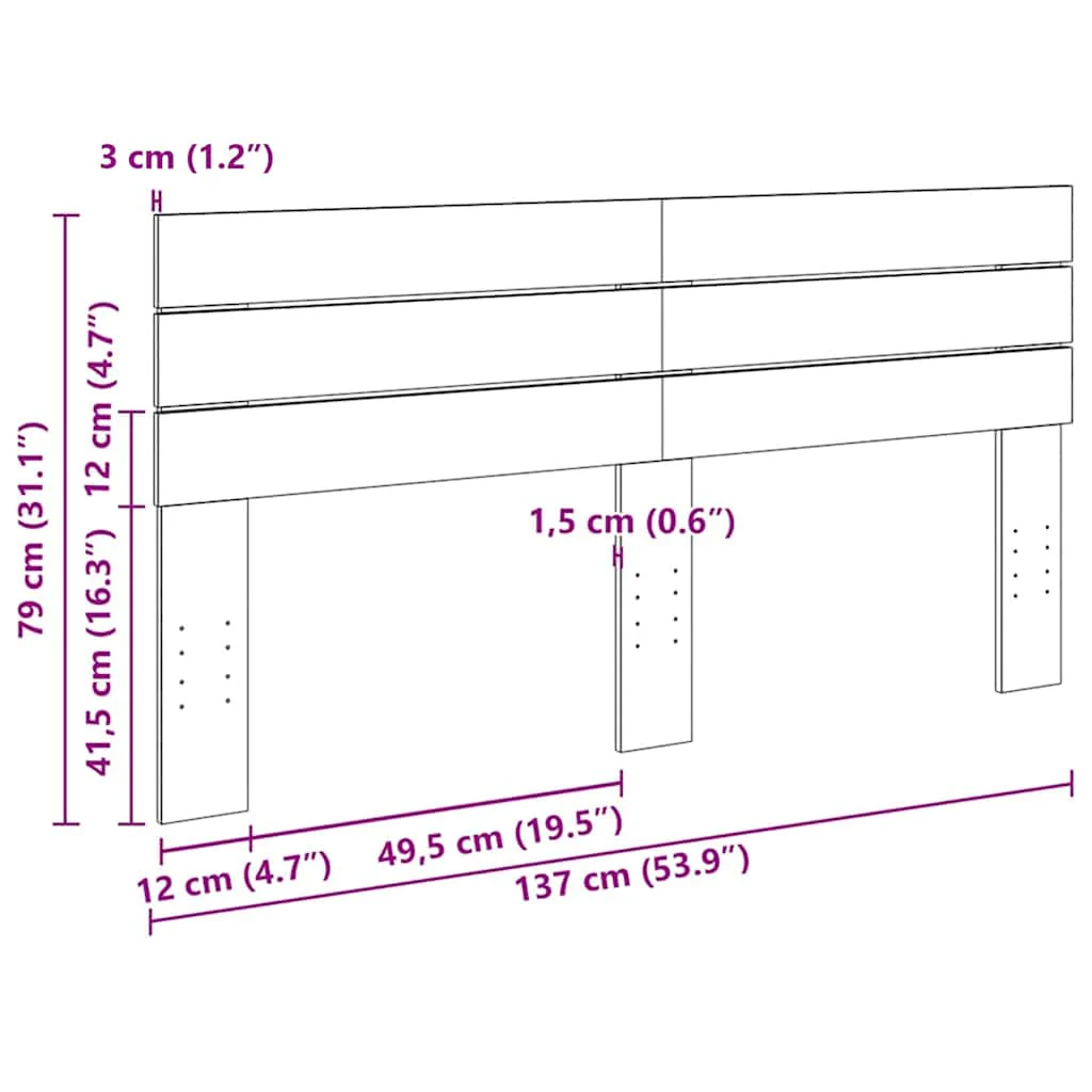 sengegavl 135 cm massivt træ egetræ - Image 8