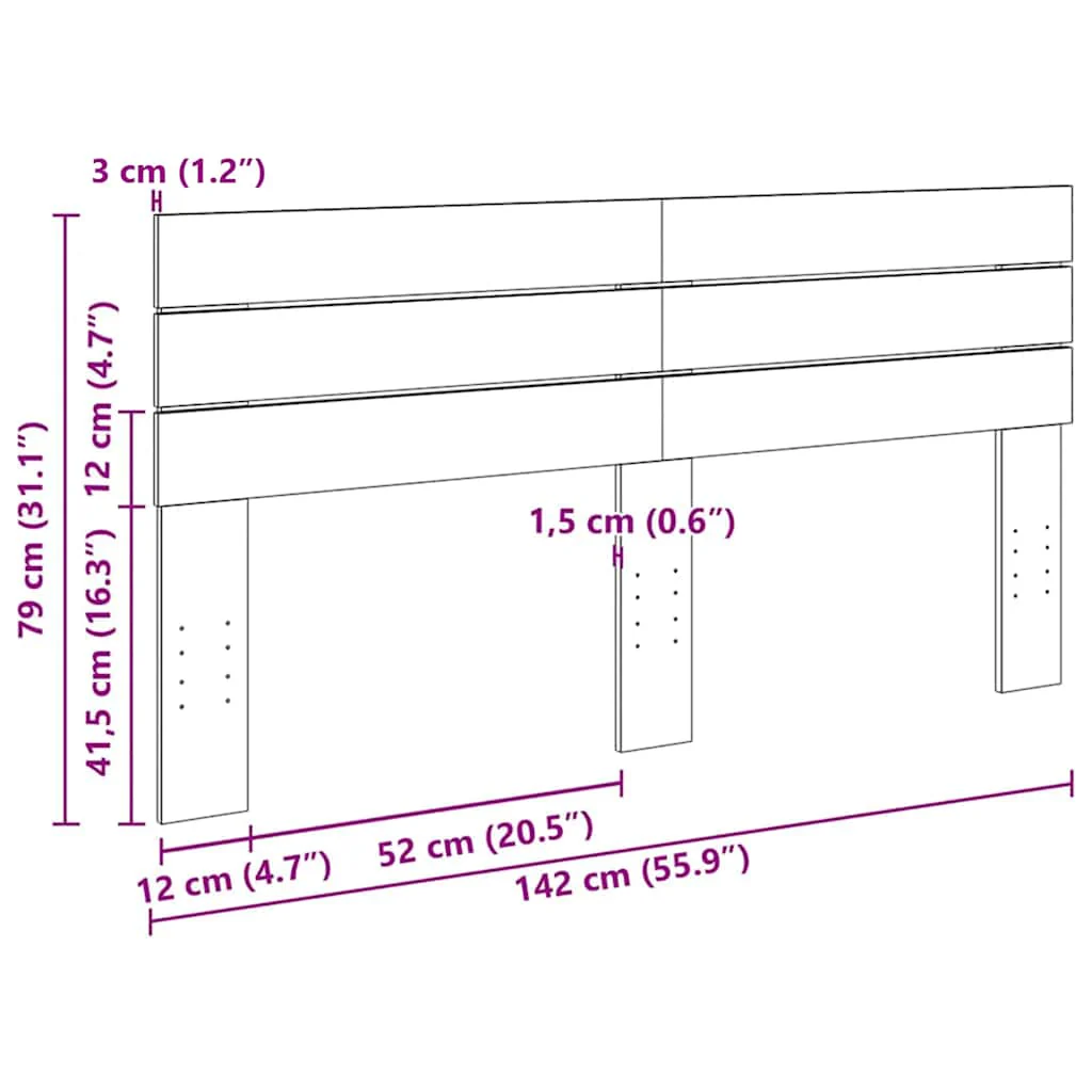 sengegavl 140 cm massivt træ eg - Image 8