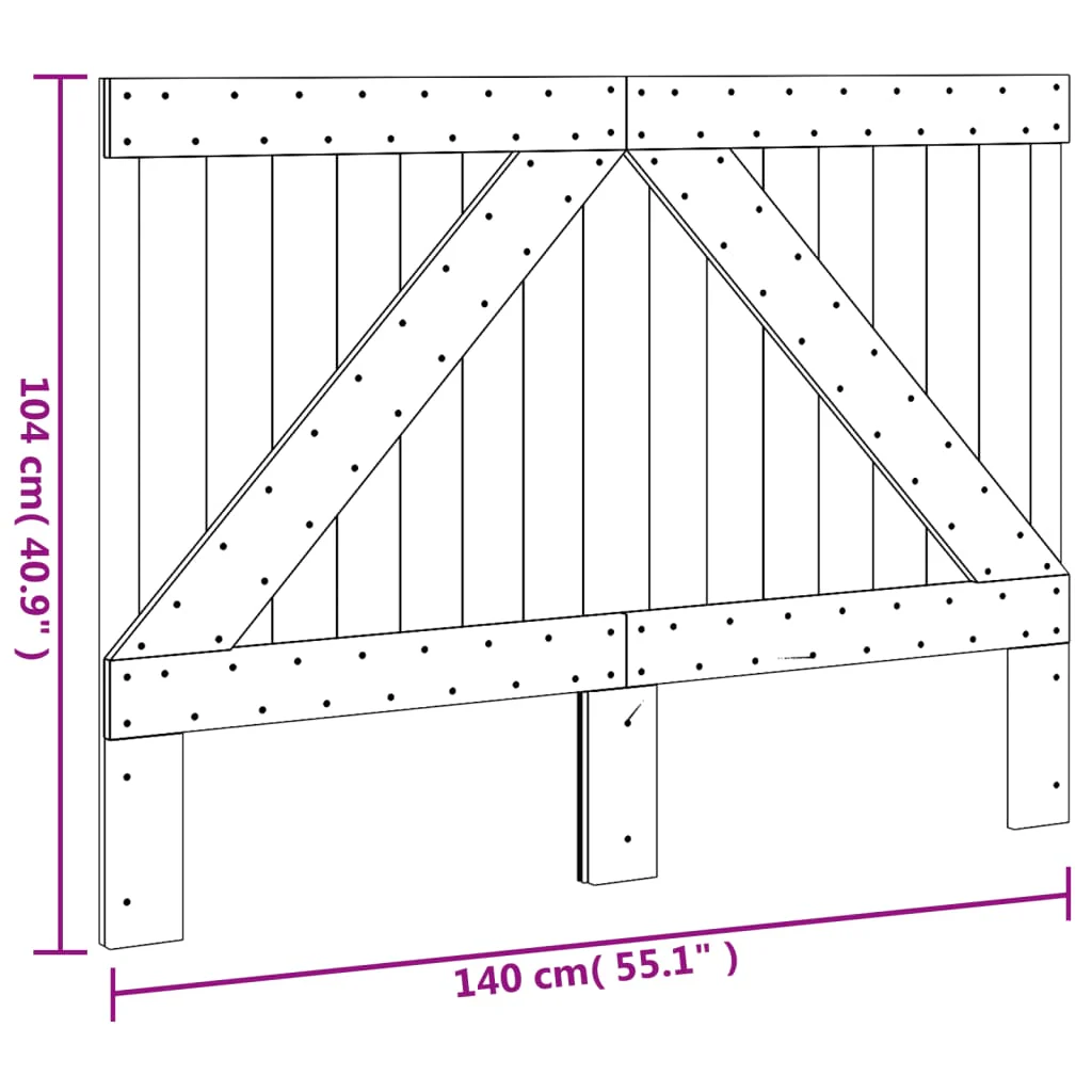 sengegavl 140x104 cm massivt fyrretræ - Image 7