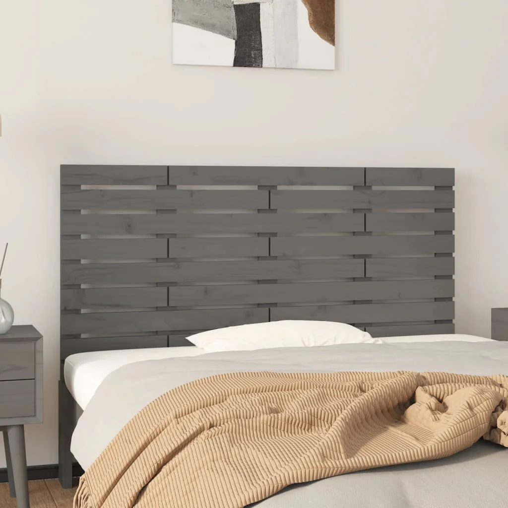sengegavl 146x3x63 cm massivt fyrretræ grå