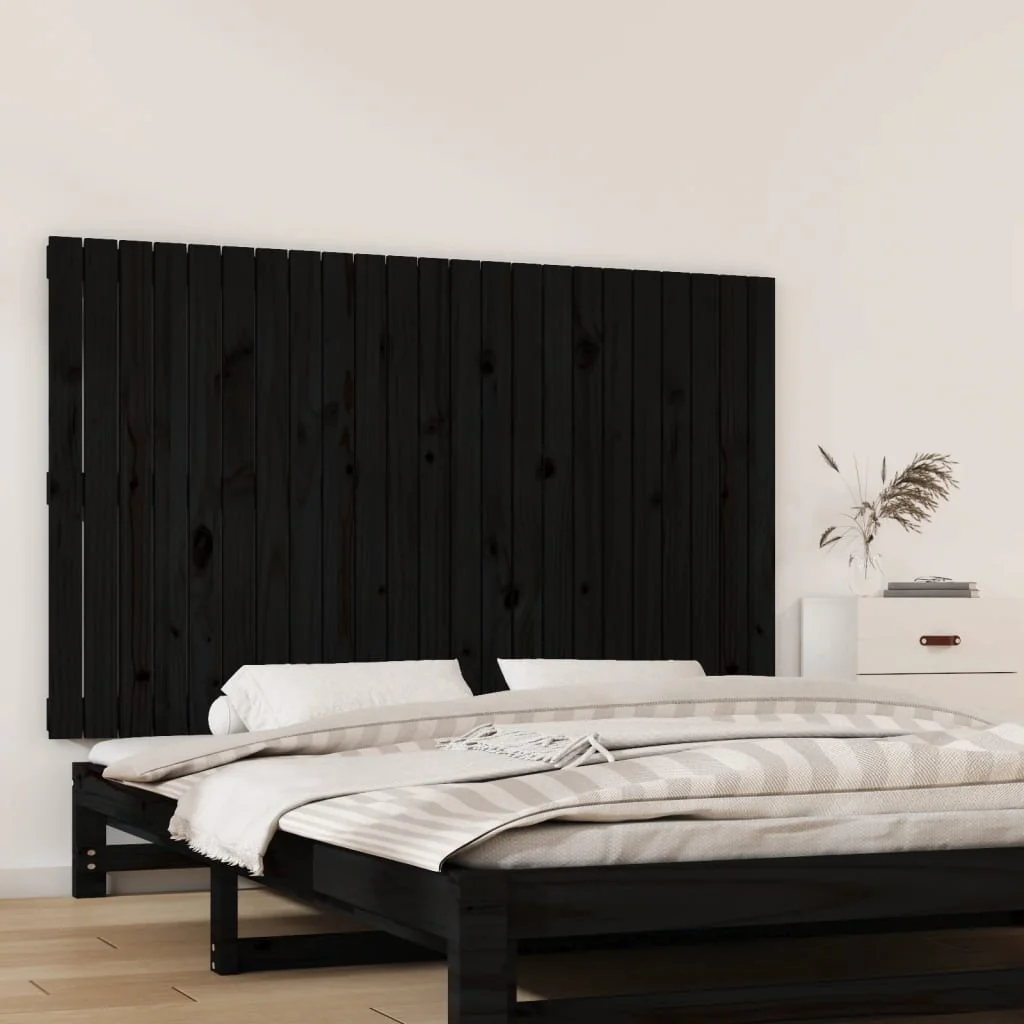 sengegavl 147x3x90 cm massivt fyrretræ sort