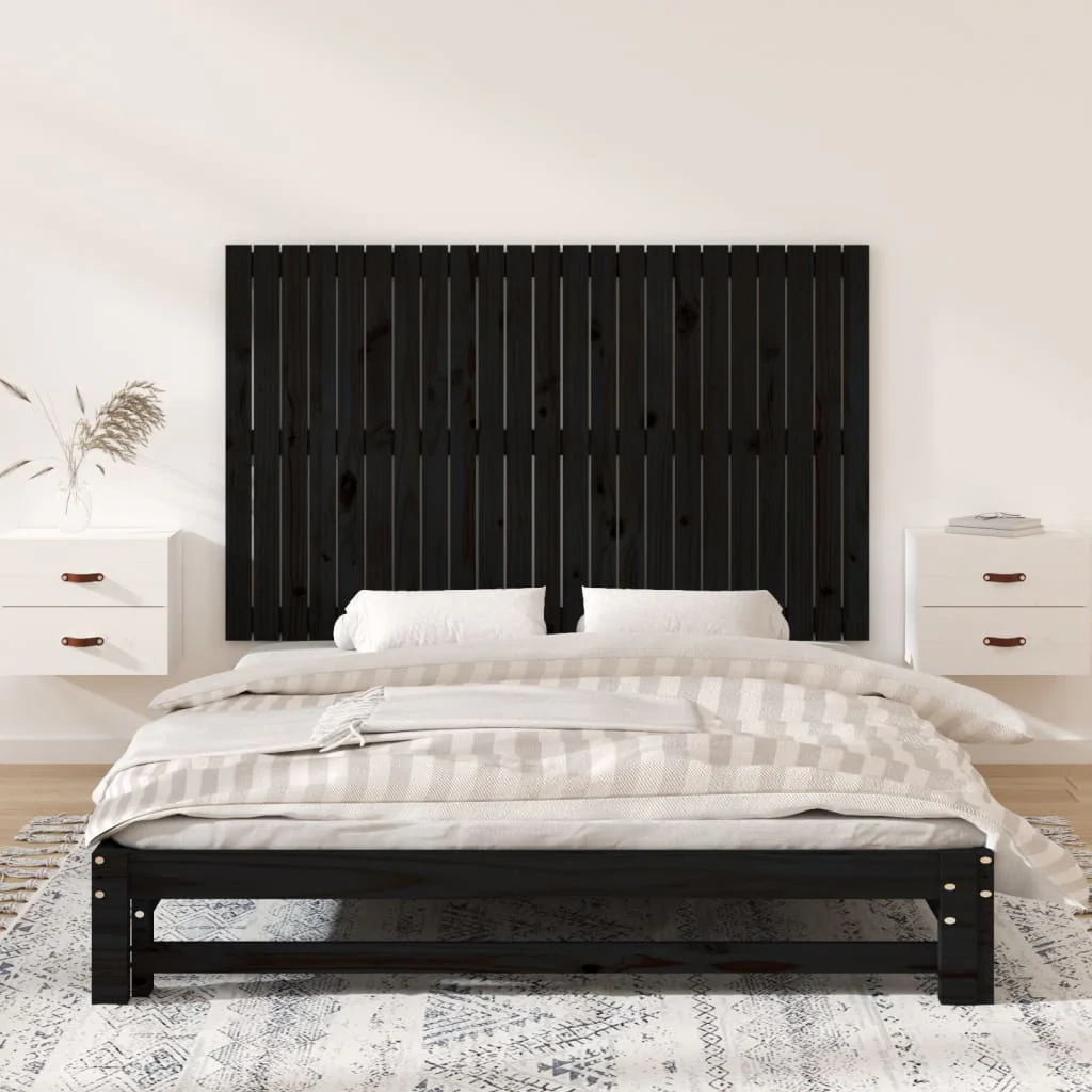 sengegavl 147x3x90 cm massivt fyrretræ sort - Image 3