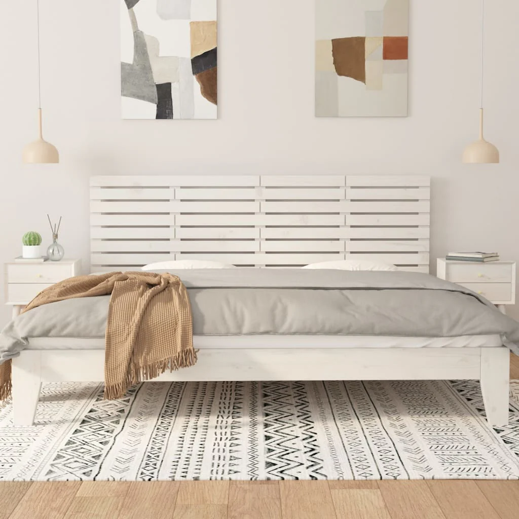 sengegavl 166x3x63 cm massivt fyrretræ hvid - Image 3