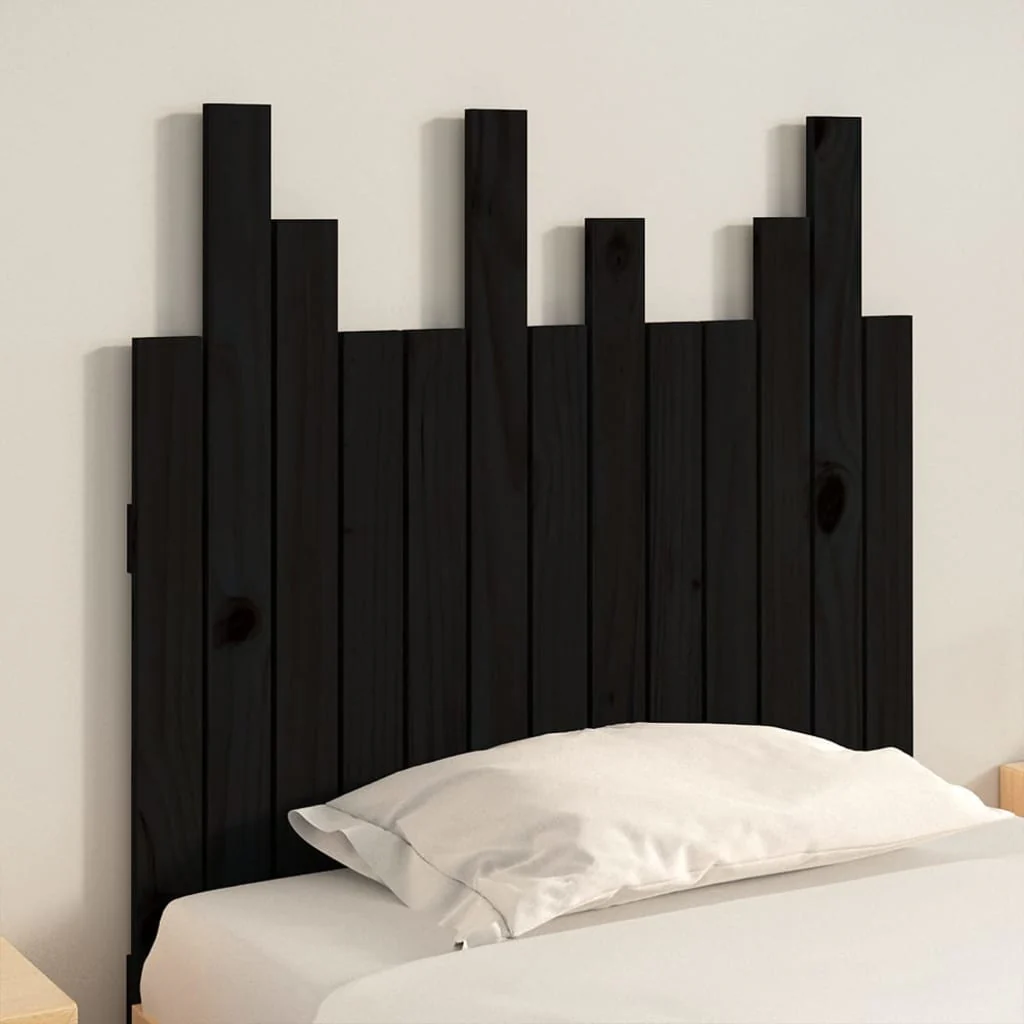 sengegavl 82,5x3x80 cm massivt fyrretræ sort - Image 3