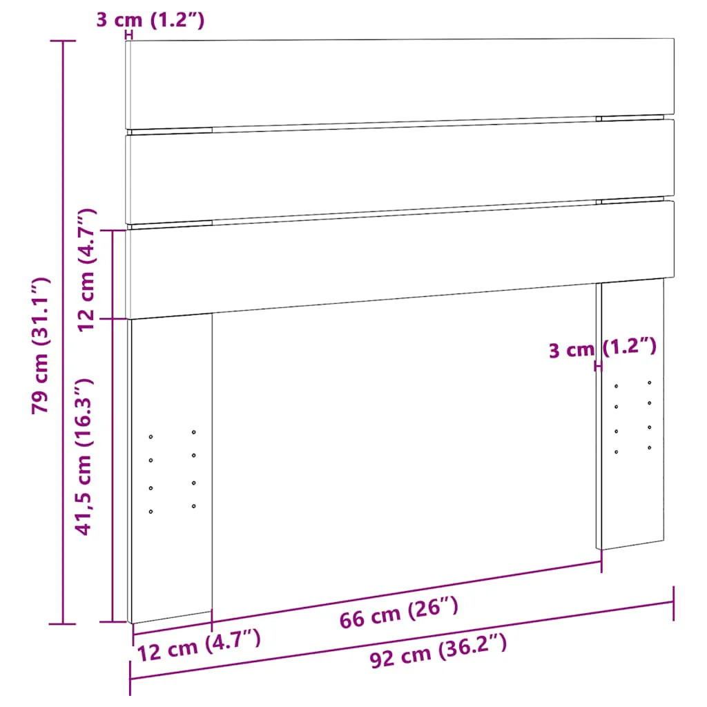 sengegavl 90 cm massivt træ eg - Image 8