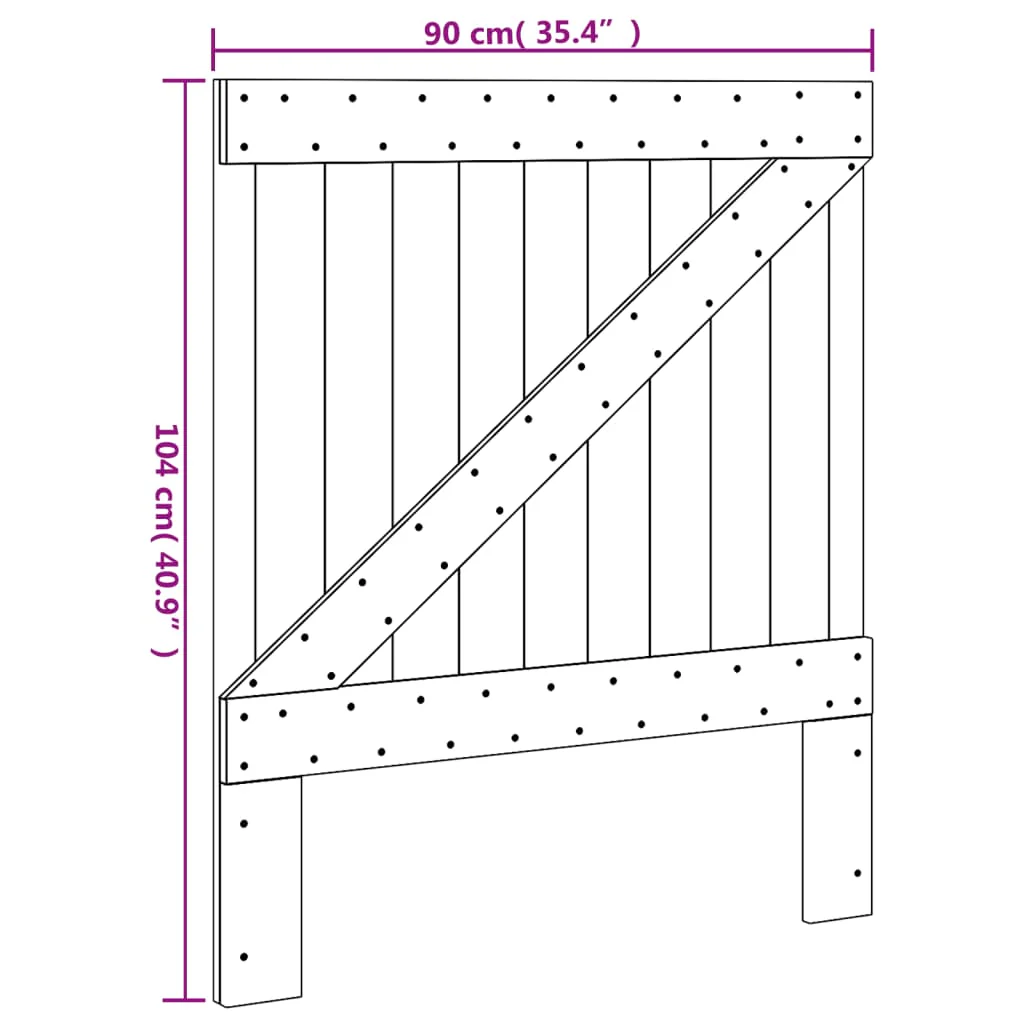 sengegavl 90x104 cm massivt fyrretræ - Image 7
