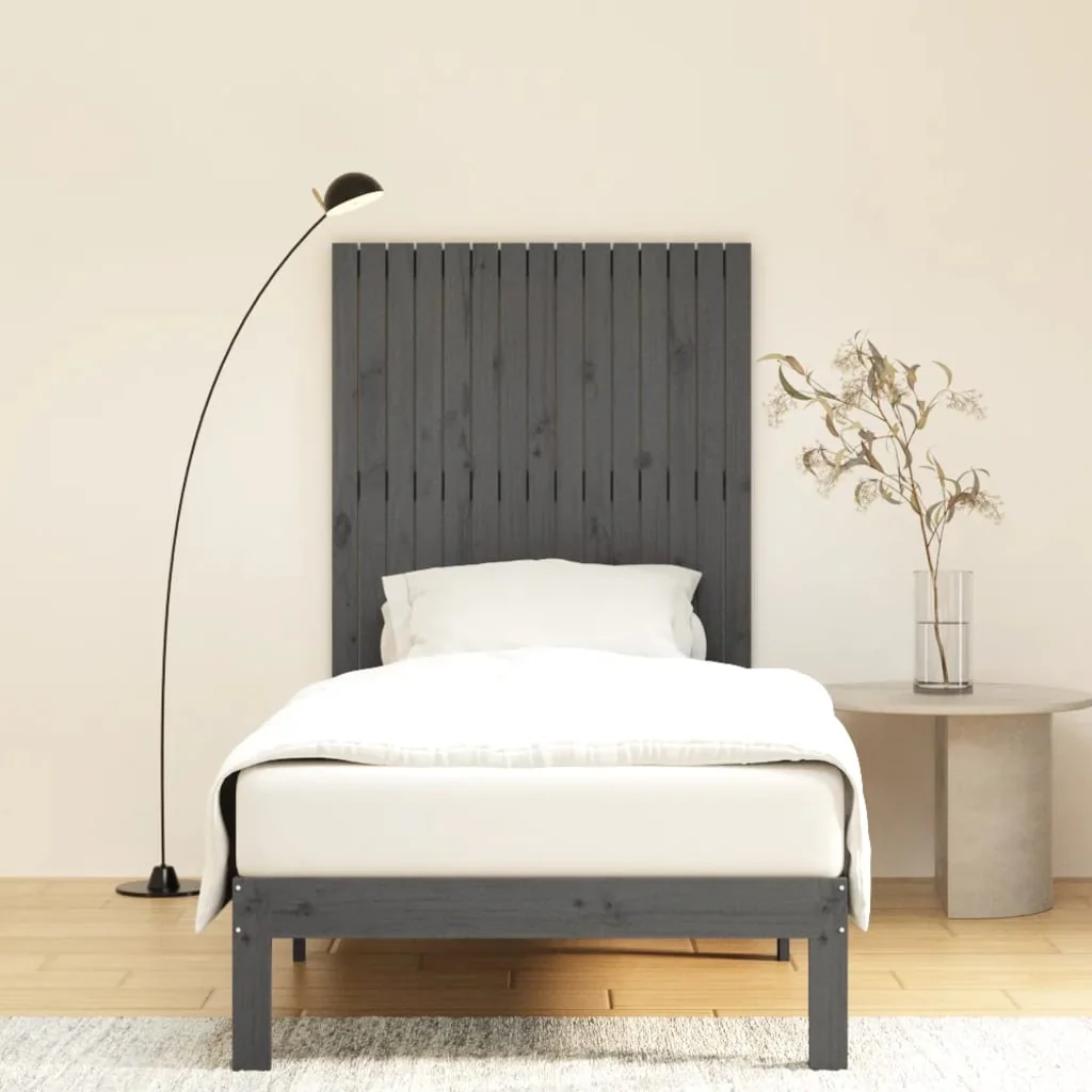 sengegavl 95,5x3x110 cm massivt fyrretræ grå - Image 3