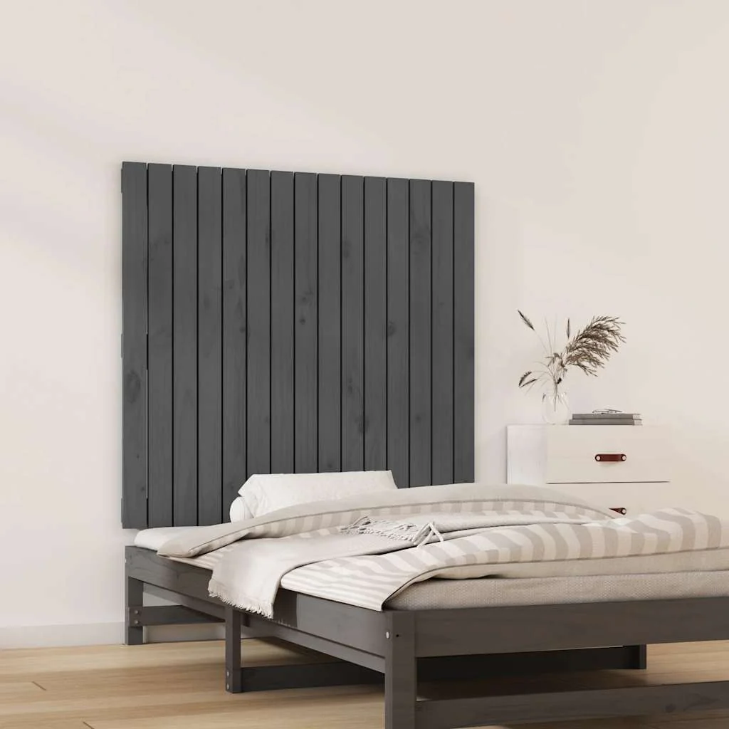 sengegavl 95,5x3x90 cm massivt fyrretræ grå - Image 3
