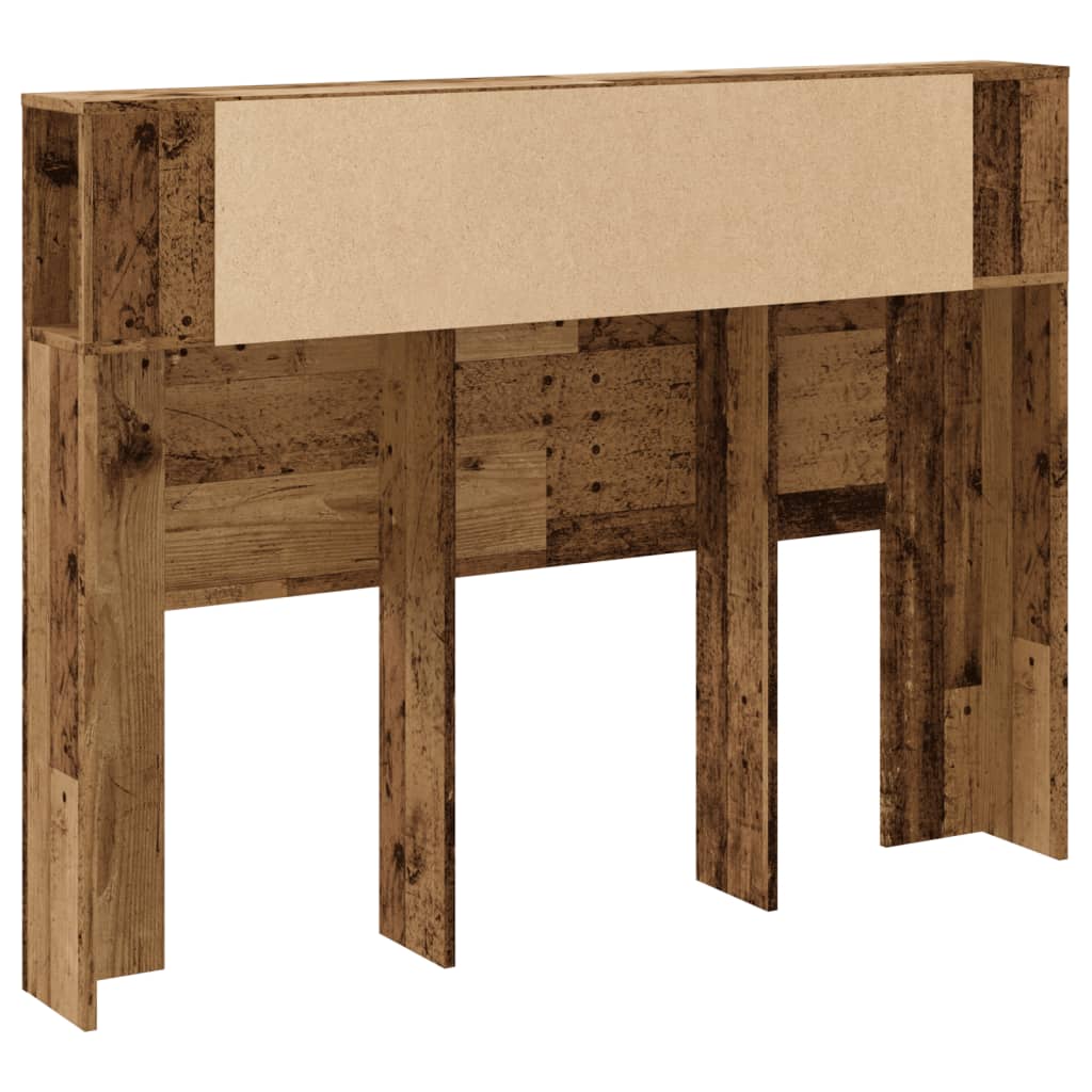 sengegavl m. opbevaring 140x18,5x102,5 cm konstrueret træ antik - Image 6
