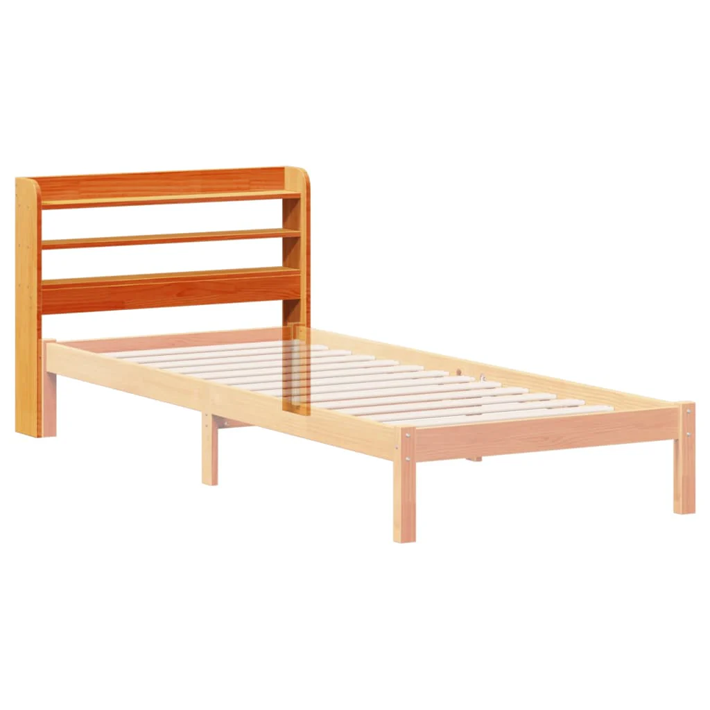 sengegavl med hylder 100 cm massivt fyrretræ gyldenbrun - Image 6