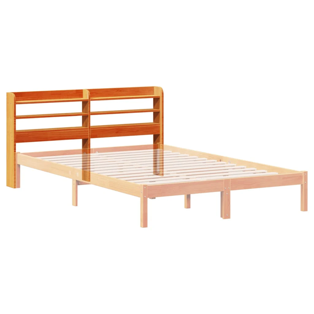sengegavl med hylder 120 cm massivt fyrretræ gyldenbrun - Image 6