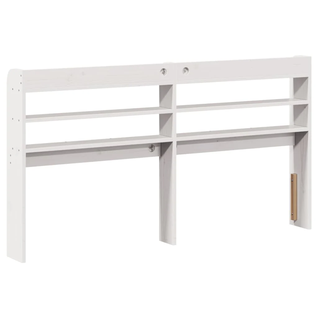 sengegavl med hylder 120 cm massivt fyrretræ hvid - Image 5