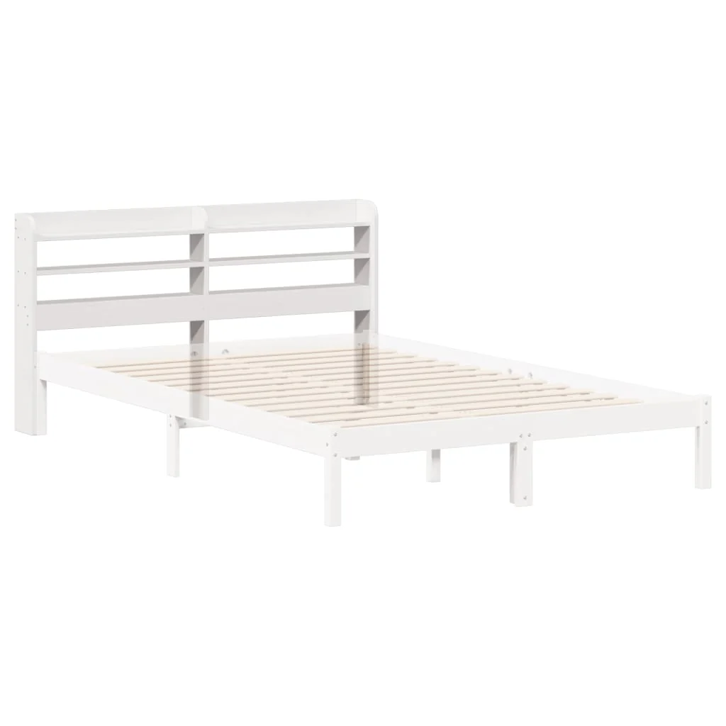 sengegavl med hylder 135 cm massivt fyrretræ hvid - Image 6