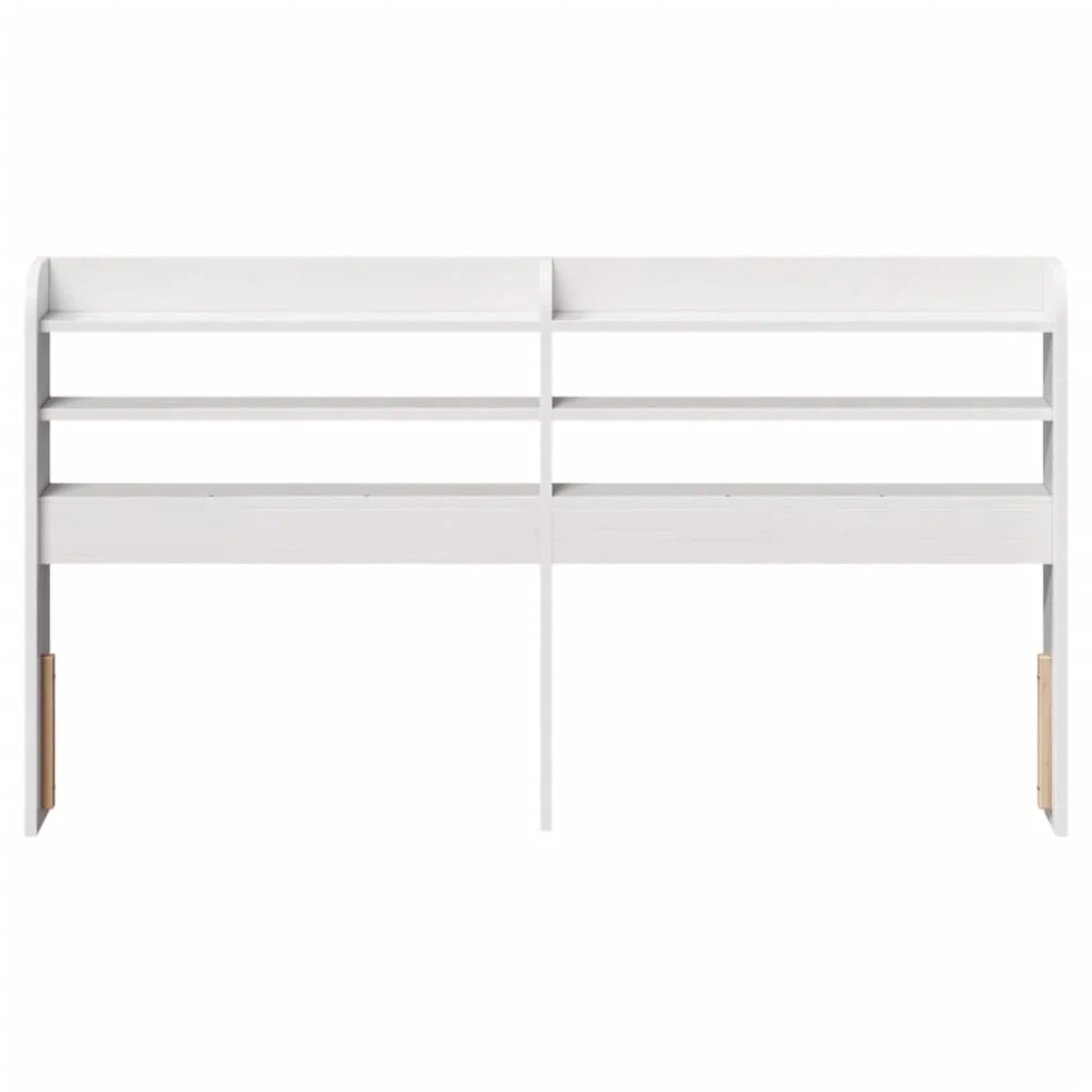 sengegavl med hylder 150 cm massivt fyrretræ hvid - Image 3