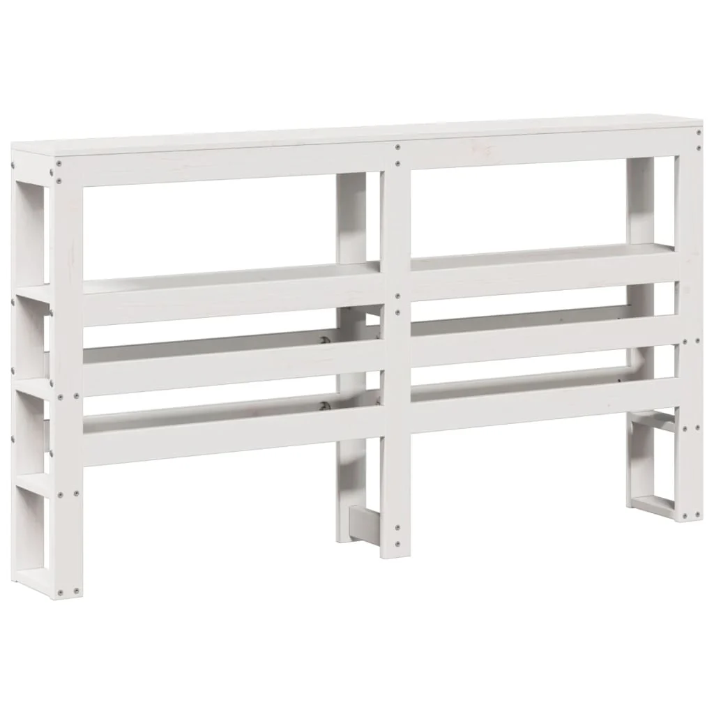 sengegavl med hylder 160 cm massivt fyrretræ hvid - Image 2