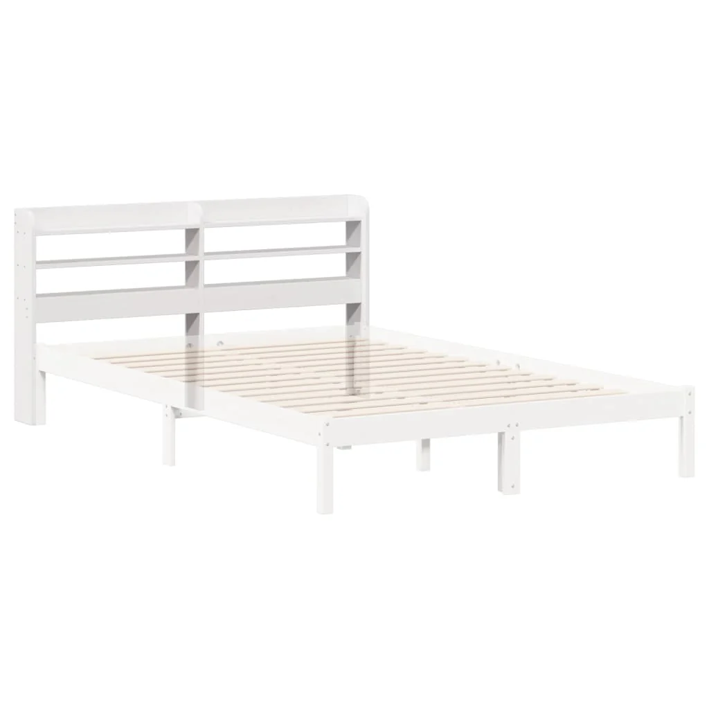 sengegavl med hylder 160 cm massivt fyrretræ hvid - Image 6