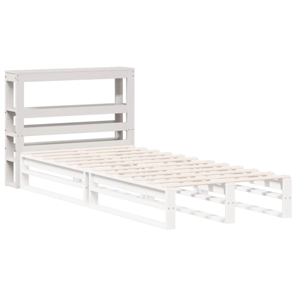sengegavl med hylder 75 cm massivt fyrretræ hvid - Image 4