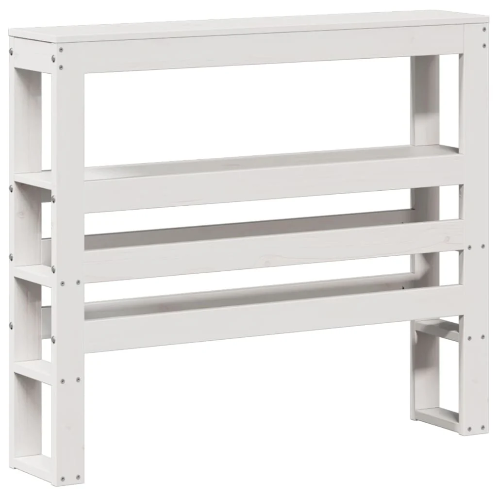 sengegavl med hylder 90 cm massivt fyrretræ hvid - Image 2