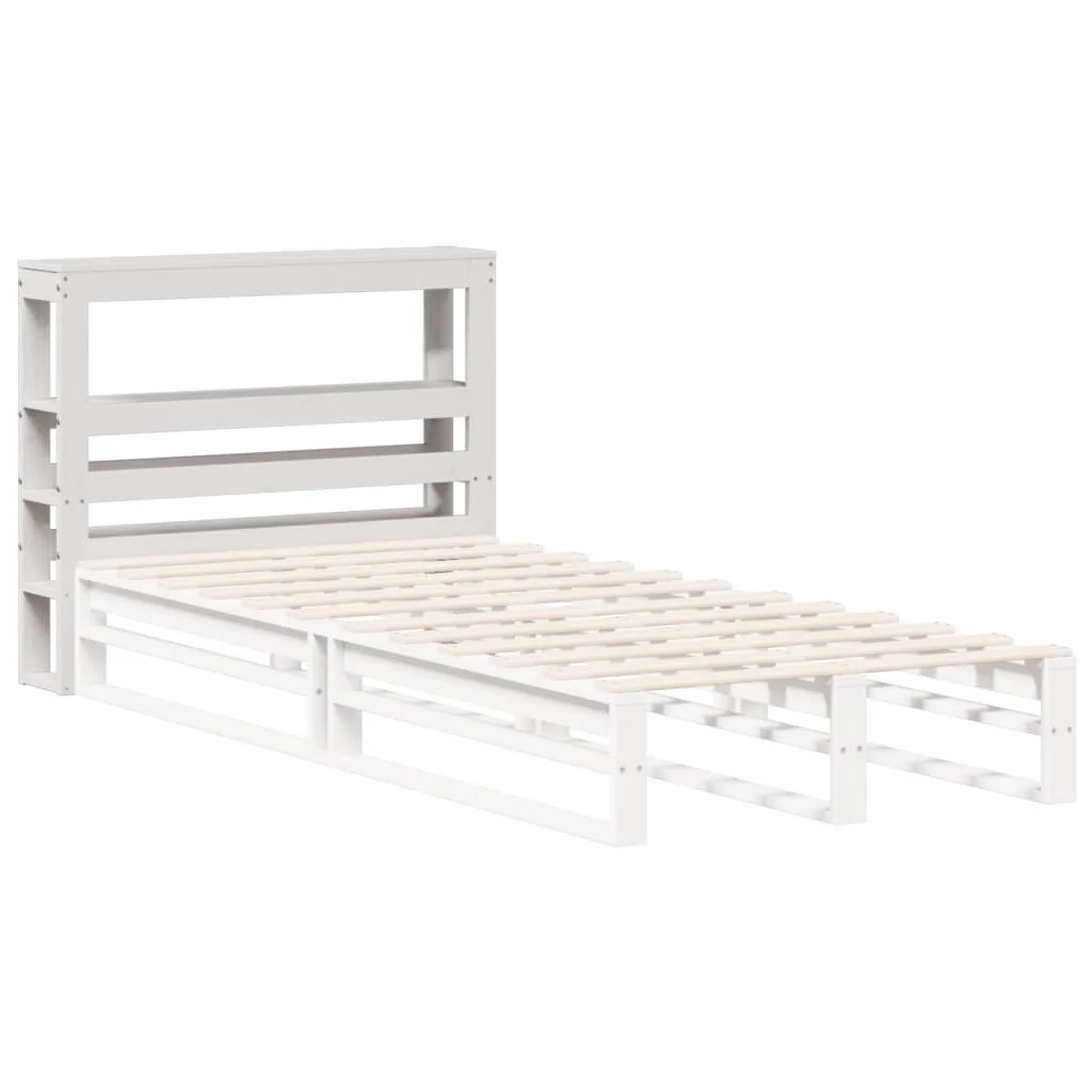 sengegavl med hylder 90 cm massivt fyrretræ hvid - Image 4