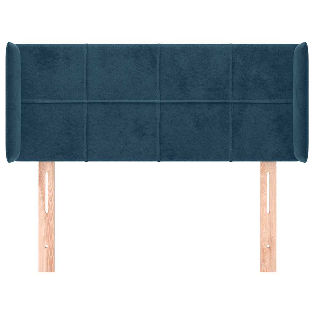 sengegavl med kanter 103x16x78/88 cm fløjl mørkeblå - Image 3
