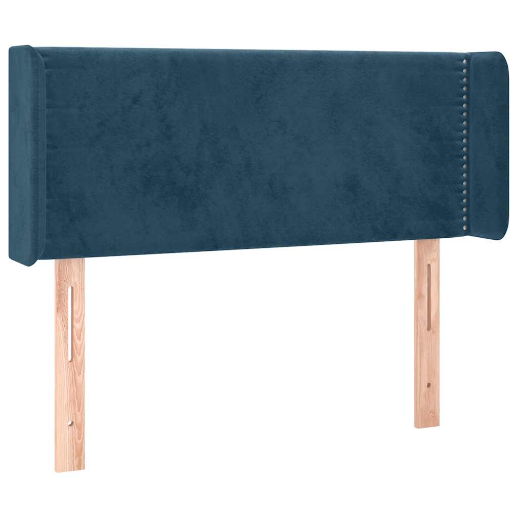 sengegavl med kanter 103x16x78/88 cm fløjl mørkeblå - Image 2
