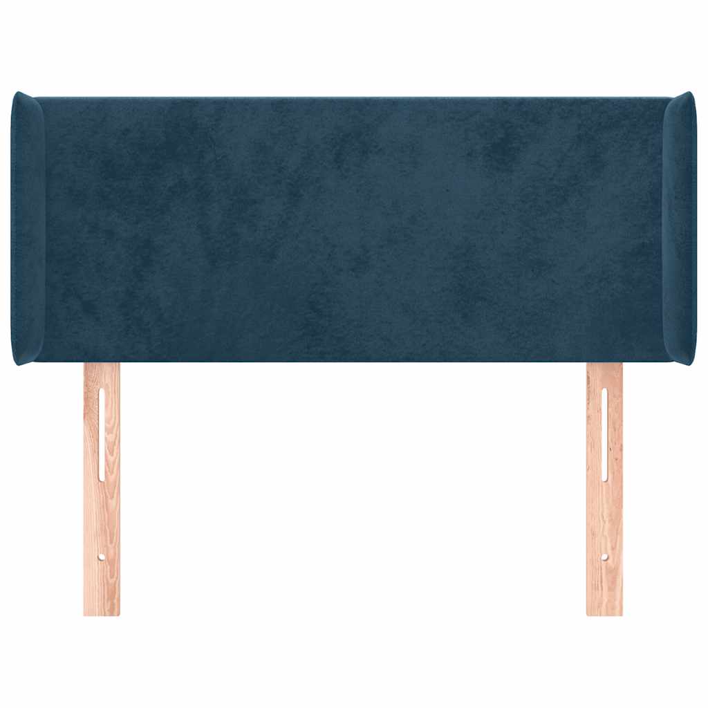 sengegavl med kanter 103x16x78/88 cm fløjl mørkeblå - Image 3