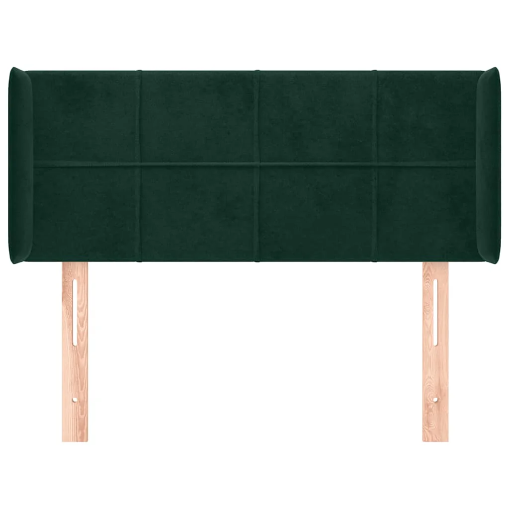 sengegavl med kanter 103x16x78/88 cm fløjl mørkegrøn - Image 3