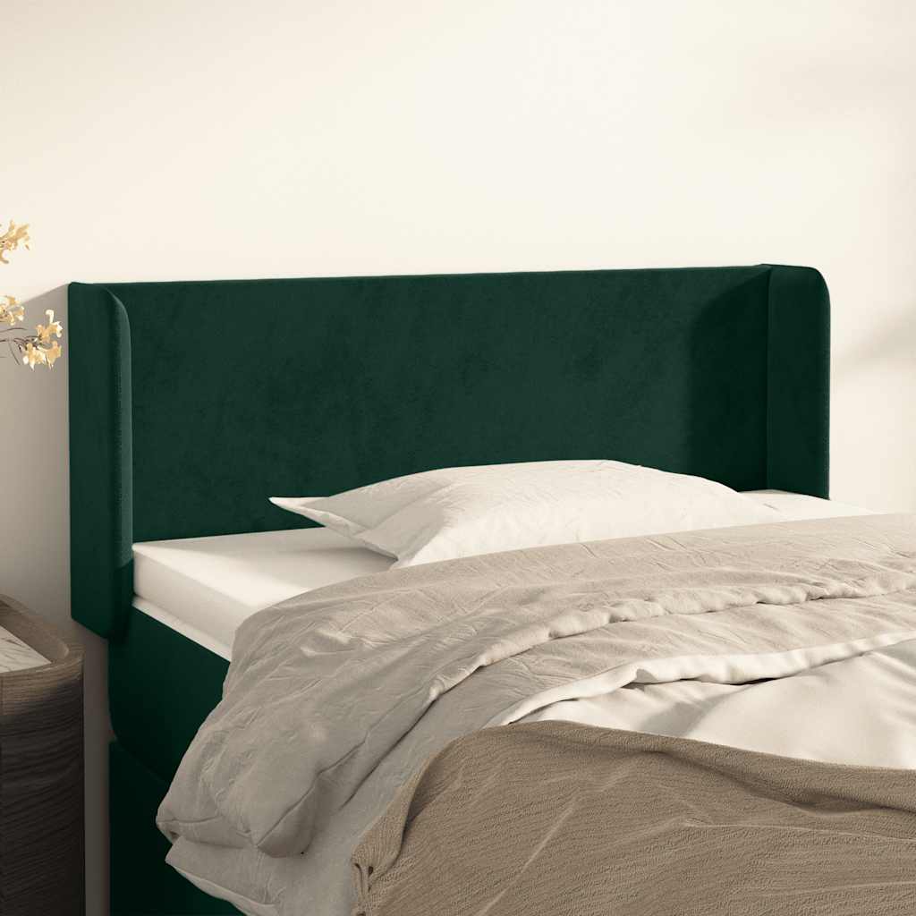 sengegavl med kanter 103x16x78/88 cm fløjl mørkegrøn