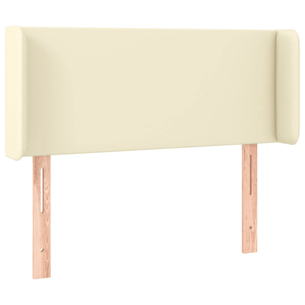 sengegavl med kanter 103x16x78/88 cm kunstlæder cremefarvet - Image 2