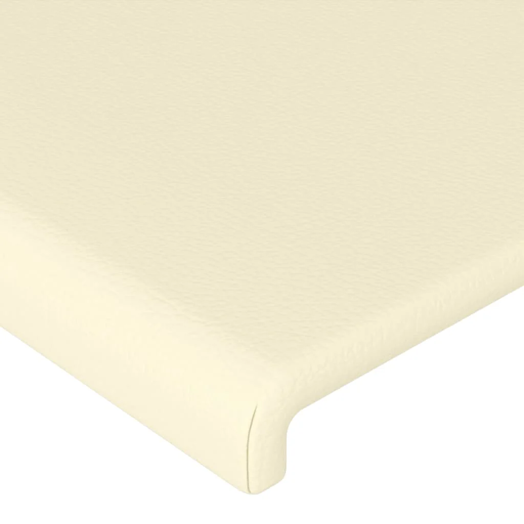 sengegavl med kanter 103x16x78/88 cm kunstlæder cremefarvet - Image 5