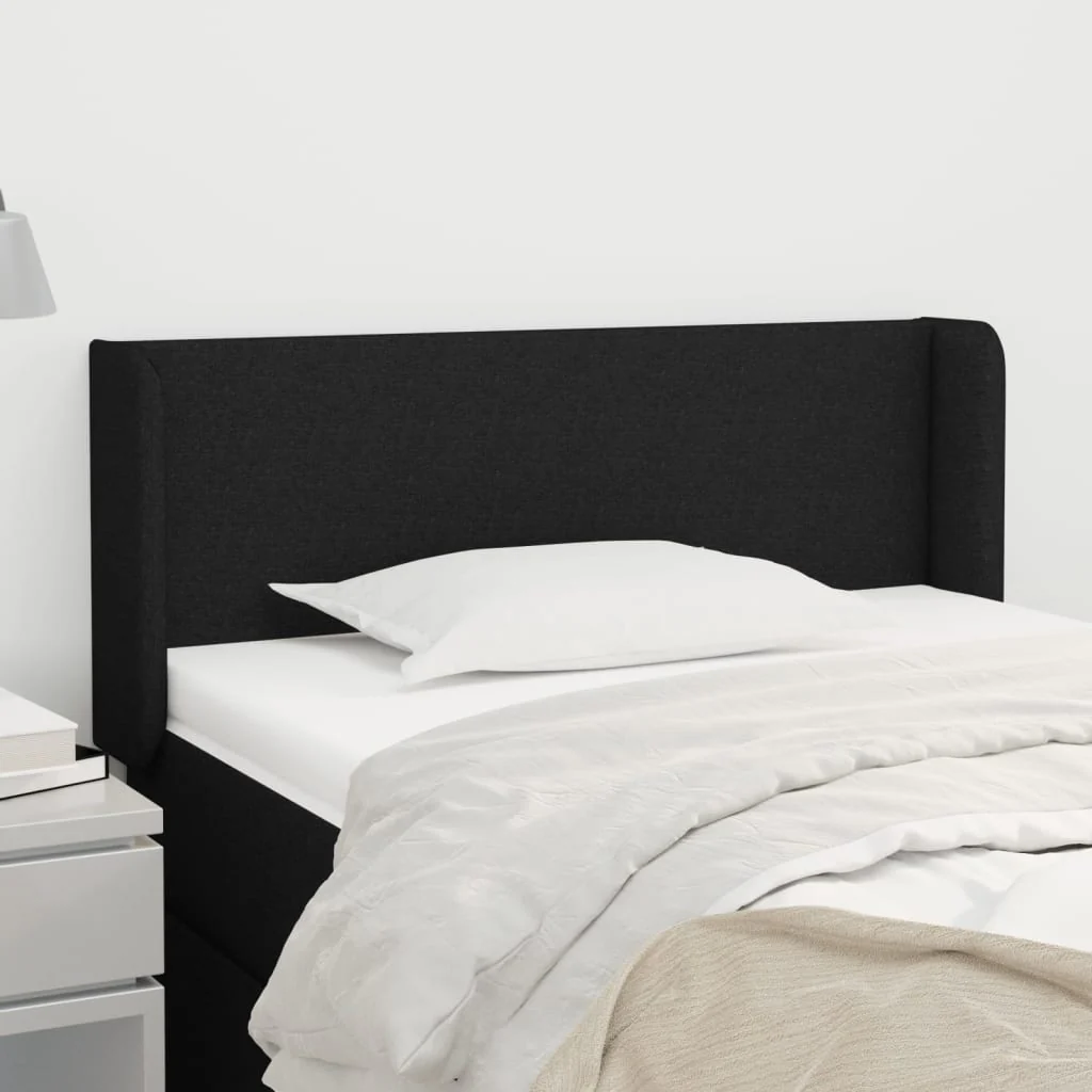 sengegavl med kanter 103x16x78/88 cm stof sort