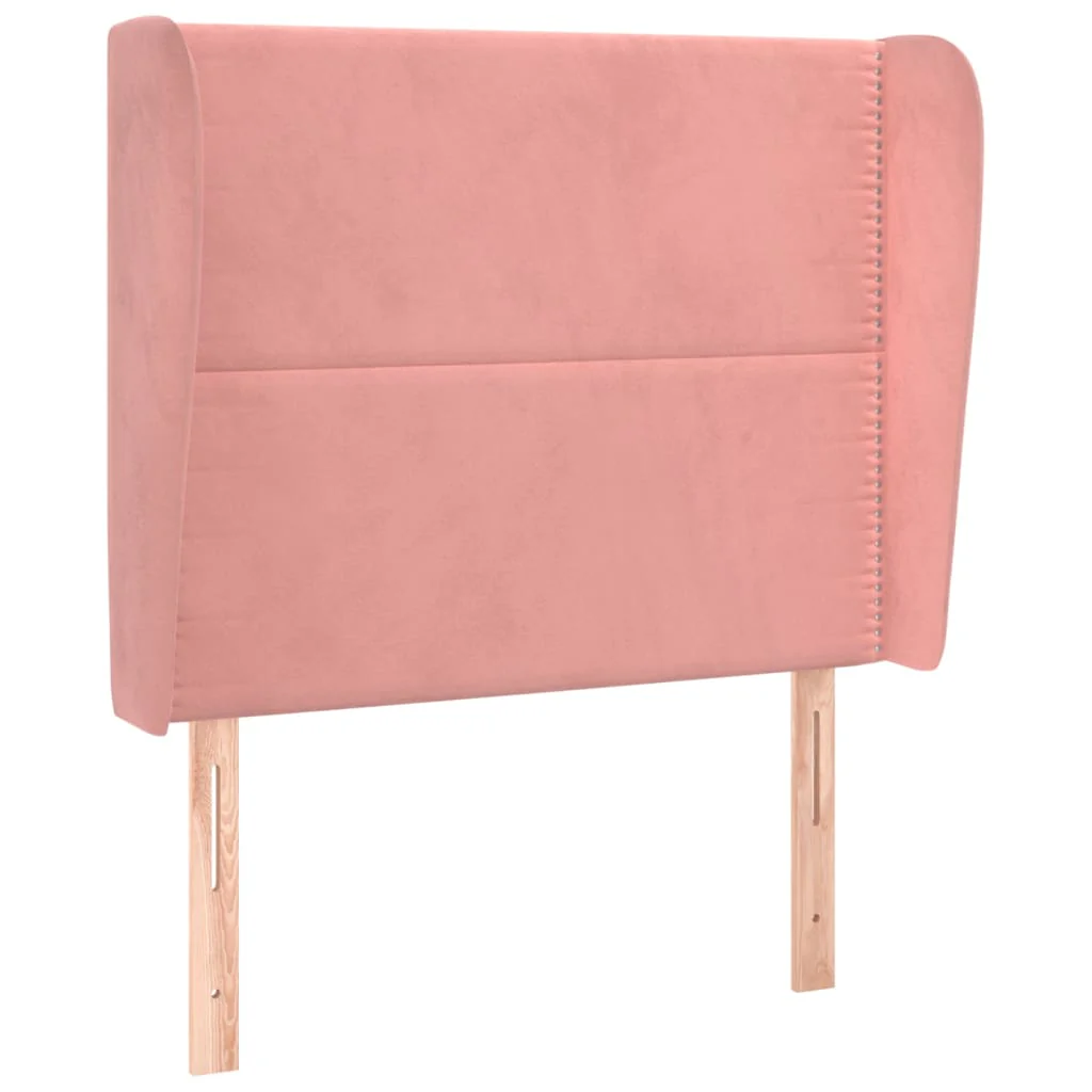 sengegavl med kanter 103x23x118/128 cm fløjl lyserød - Image 2