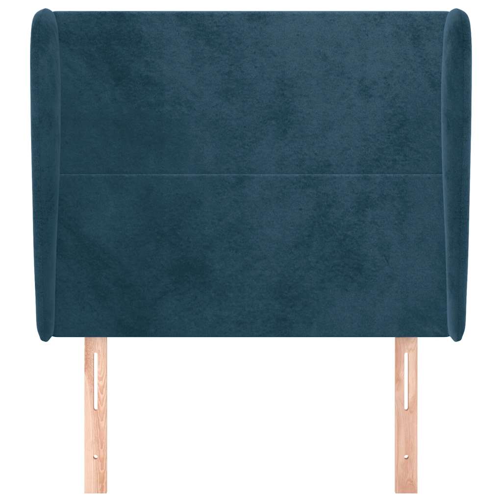 sengegavl med kanter 103x23x118/128 cm fløjl mørkeblå - Image 3