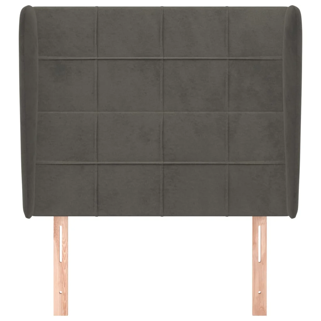 sengegavl med kanter 103x23x118/128 cm fløjl mørkegrå - Image 3