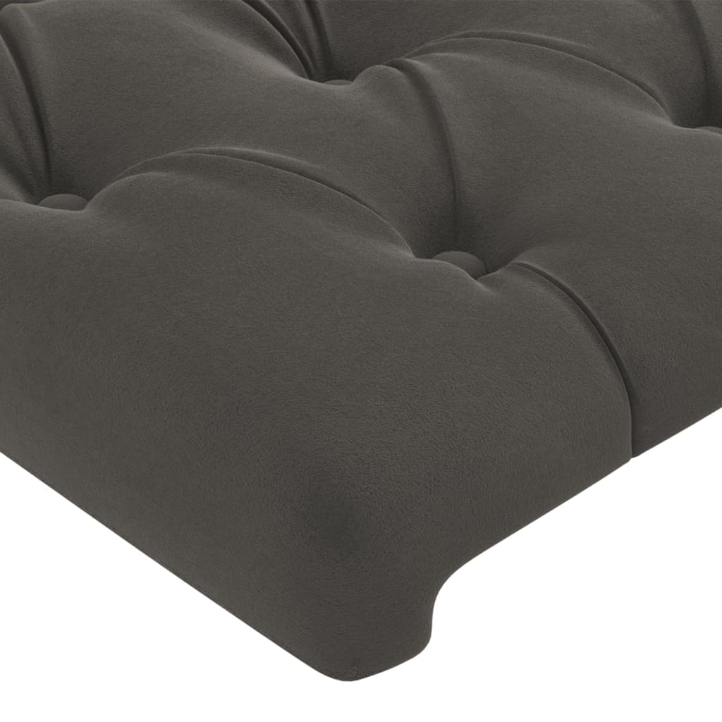 sengegavl med kanter 103x23x118/128 cm fløjl mørkegrå - Image 5