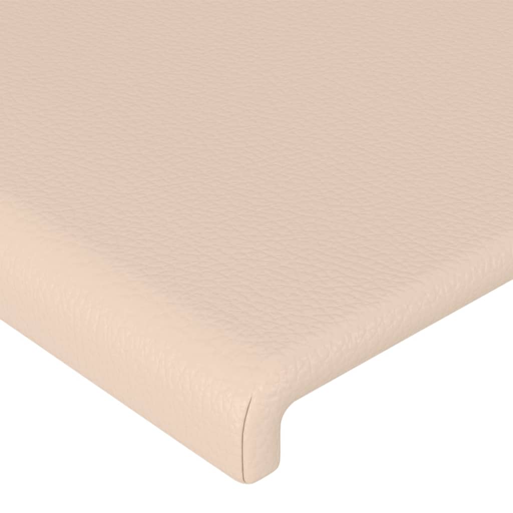 sengegavl med kanter 103x23x118/128 cm kunstlæder cappuccino - Image 5