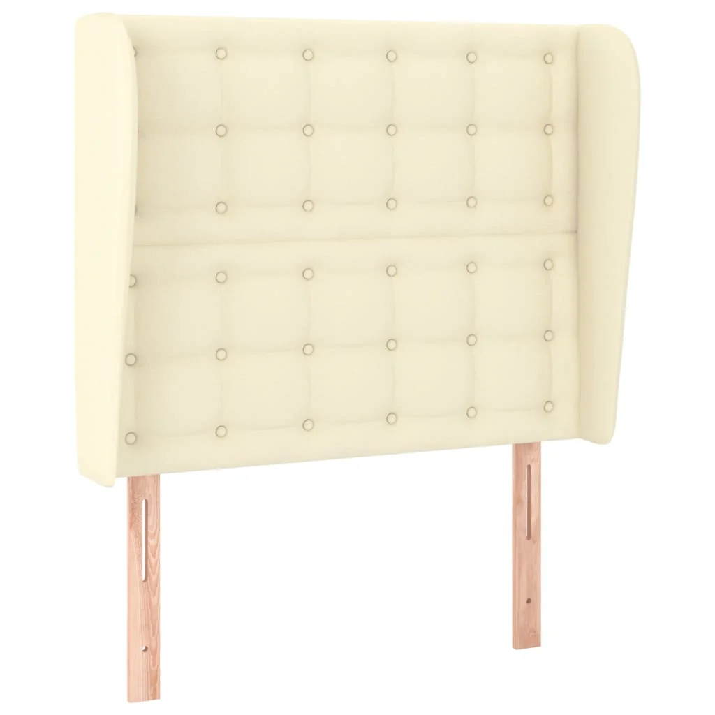 sengegavl med kanter 103x23x118/128 cm kunstlæder cremefarvet - Image 2