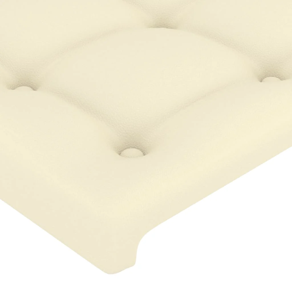 sengegavl med kanter 103x23x118/128 cm kunstlæder cremefarvet - Image 5