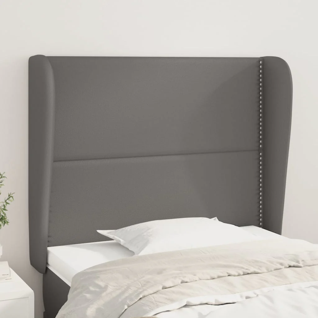sengegavl med kanter 103x23x118/128 cm kunstlæder grå
