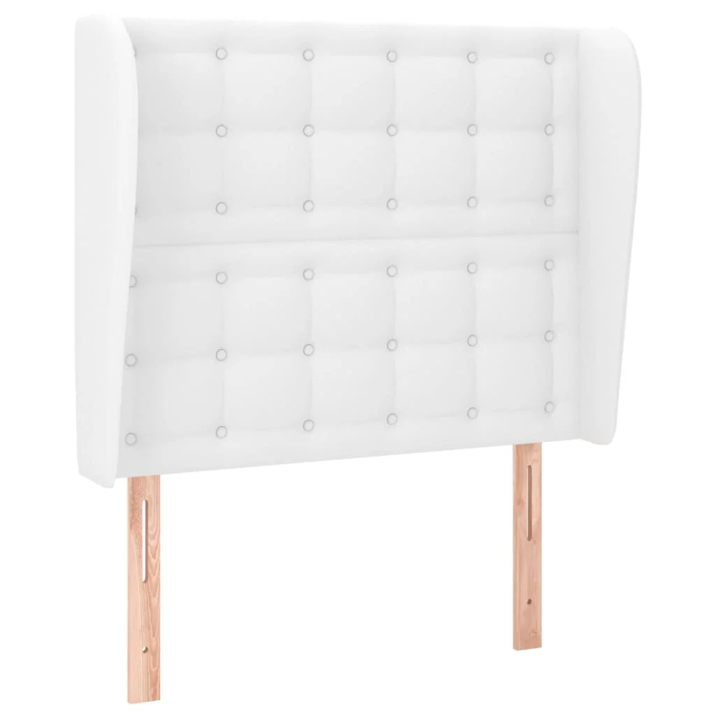 sengegavl med kanter 103x23x118/128 cm kunstlæder hvid - Image 2