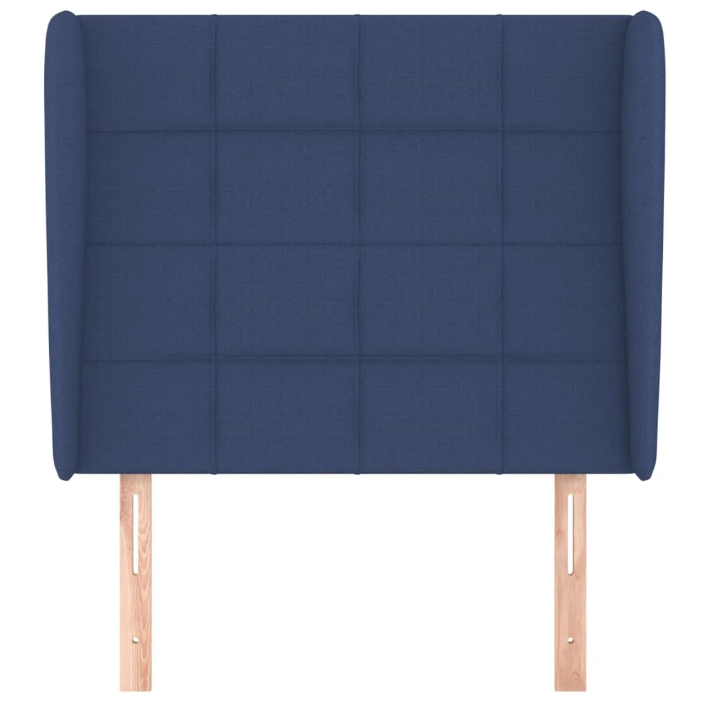 sengegavl med kanter 103x23x118/128 cm stof blå - Image 3