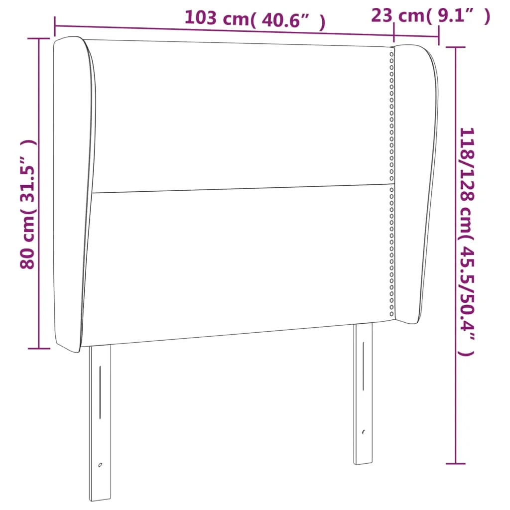 sengegavl med kanter 103x23x118/128 cm stof blå - Image 8
